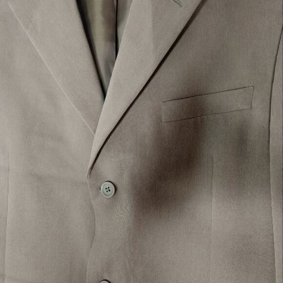 Alfani for Macy's L Tan 100% SILK Angel Spagetti Striped 3 Buttons Men's Blazer - Picture 4 of 6